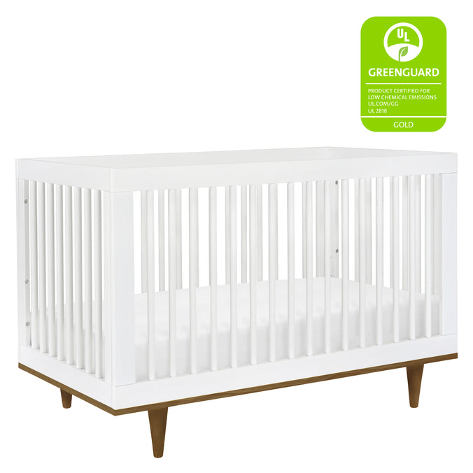W4901WL,DaVinci,Marley 3-In-1 Convertible Crib in White Finish and Walnut Legs