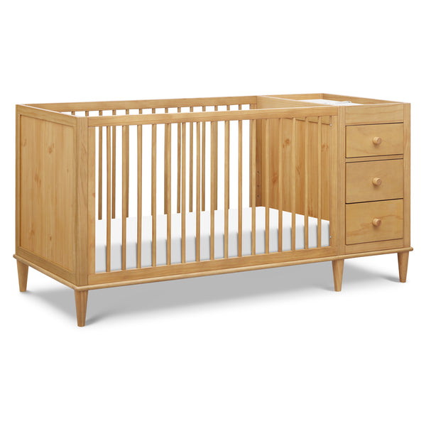 W4991L,Marley Convertible 3-in-1 Crib and Changer Combo in Walnut Honey