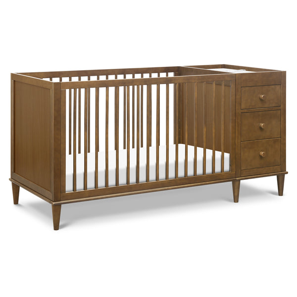 W4991L,Marley Convertible 3-in-1 Crib and Changer Combo in Walnut Walnut