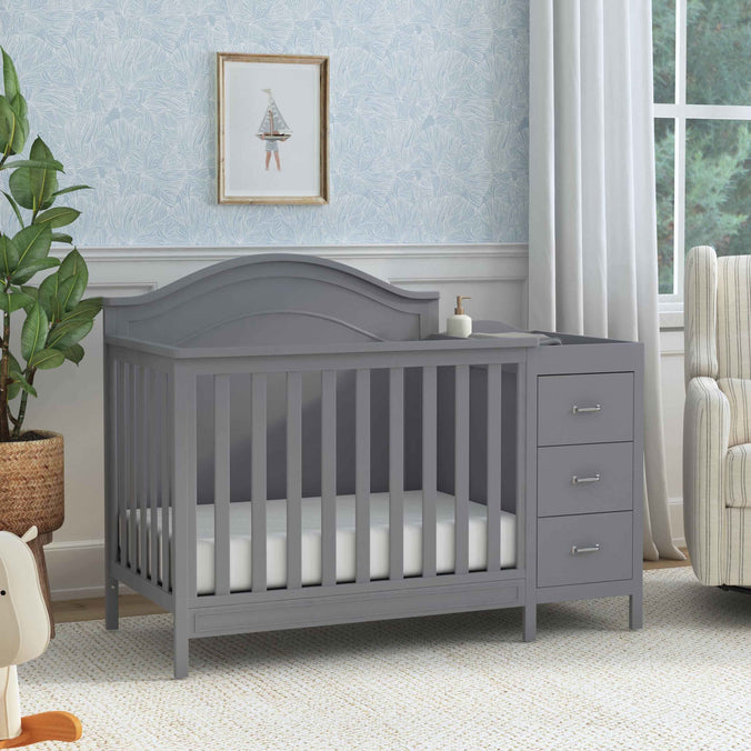 M12881G,DaVinci,Charlie 4-in-1 Convertible Mini Crib & Changer in Grey