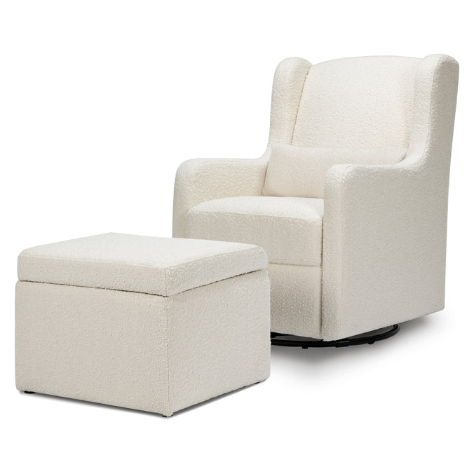 F18787WB,Carter's,Adrian Swivel Glider with Storage Ottoman in Ivory Boucle