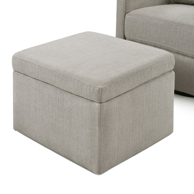 F18787PFTGRY,Carter's,Adrian Swivel Glider with Storage Ottoman in Performance Grey Linen
