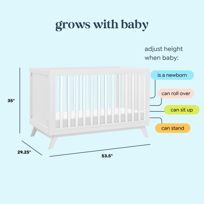 M22501WK,DaVinci,Otto 3-in-1 Convertible Crib in White/Acrylic