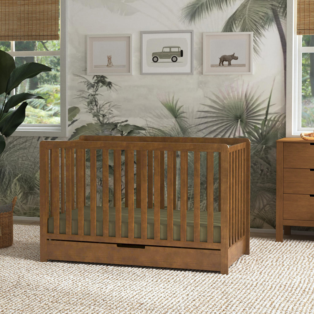 F11951L,Colby 4-in-1 Convertible Crib w/ Trundle Drawer in Walnut