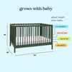 M25101FRGR,DaVinci,Birdie 3-in-1 Convertible Crib in Forest Green
