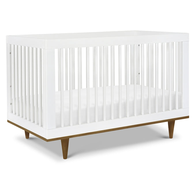 W4901WL,DaVinci,Marley 3-In-1 Convertible Crib in White Finish and Walnut Legs
