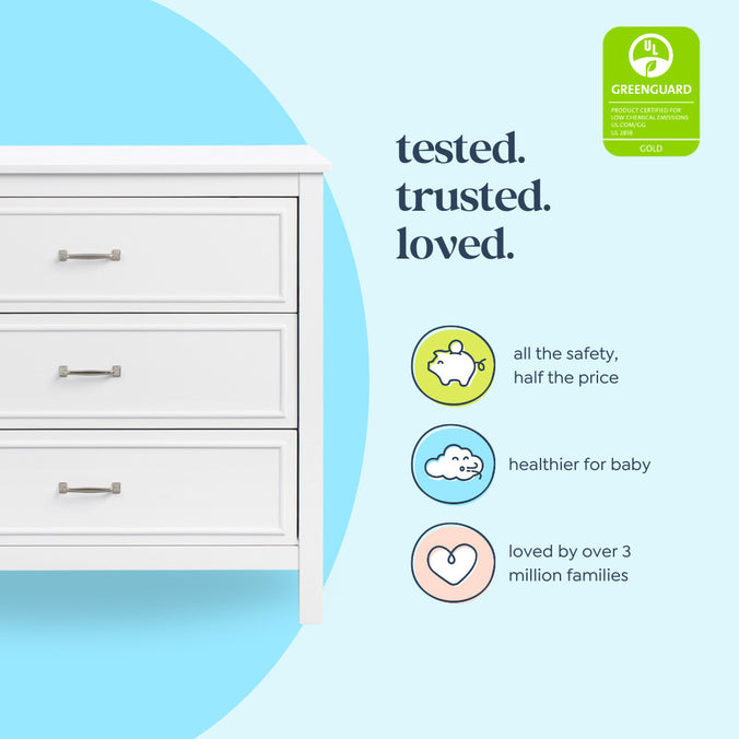 M12823W,DaVinci,Charlie 3-Drawer Dresser in White