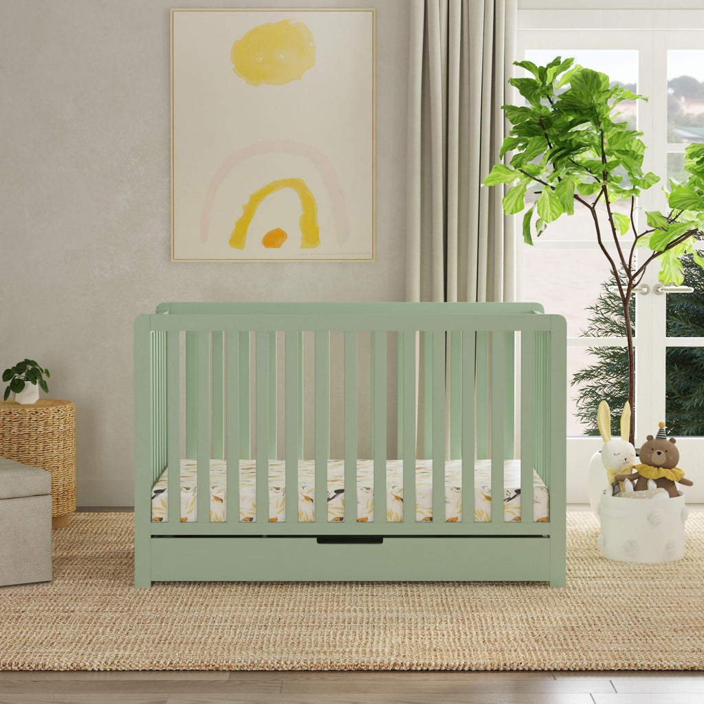 F11951LS,Colby 4-in-1 Convertible Crib w/ Trundle Drawer in Light Sage