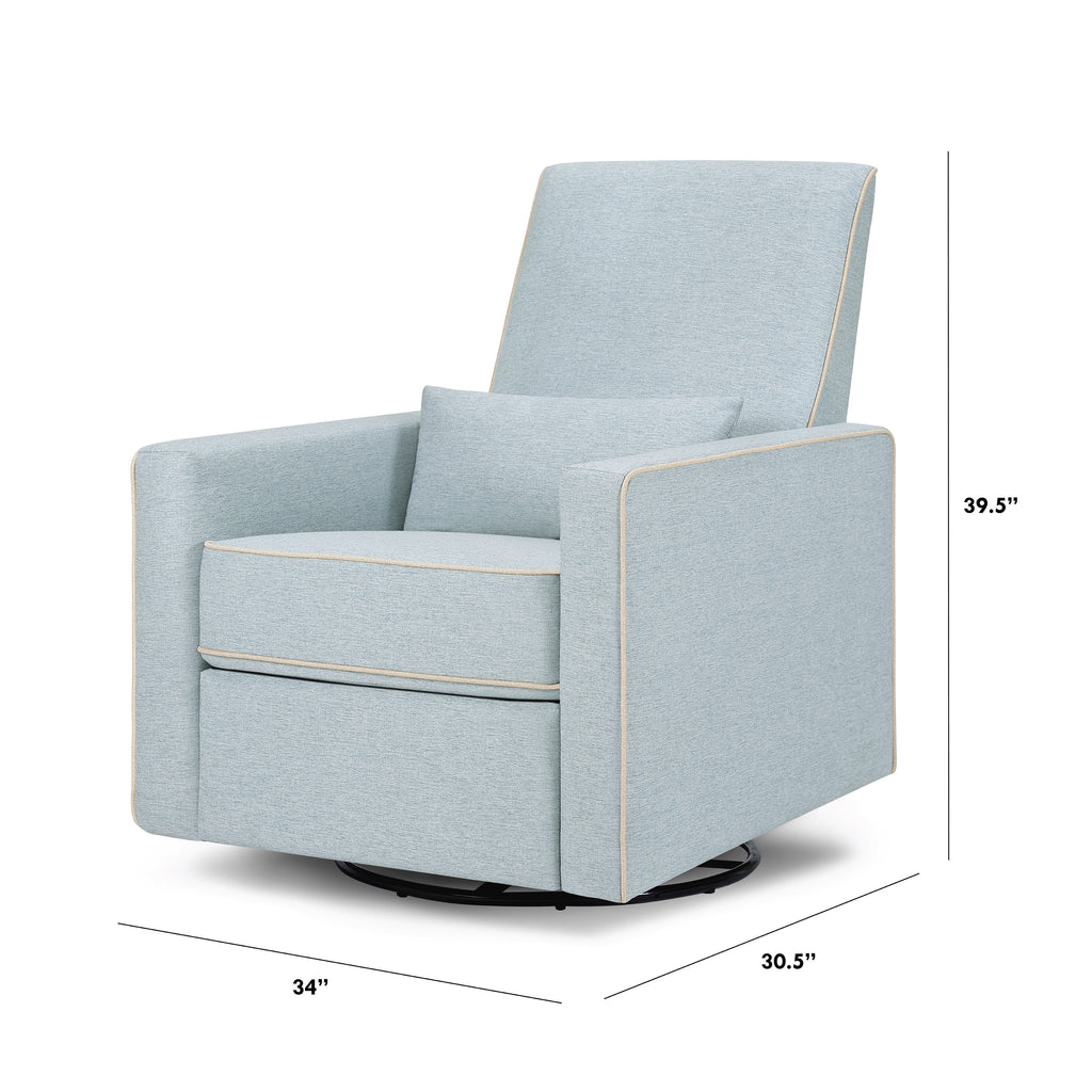 M10887HBLCM,Piper Recliner in Heathered Blue w/ Cream Piping