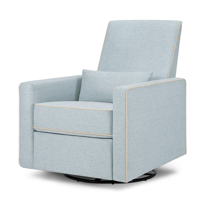 M10887HBLCM,DaVinci,Piper Recliner in Heathered Blue w/ Cream Piping