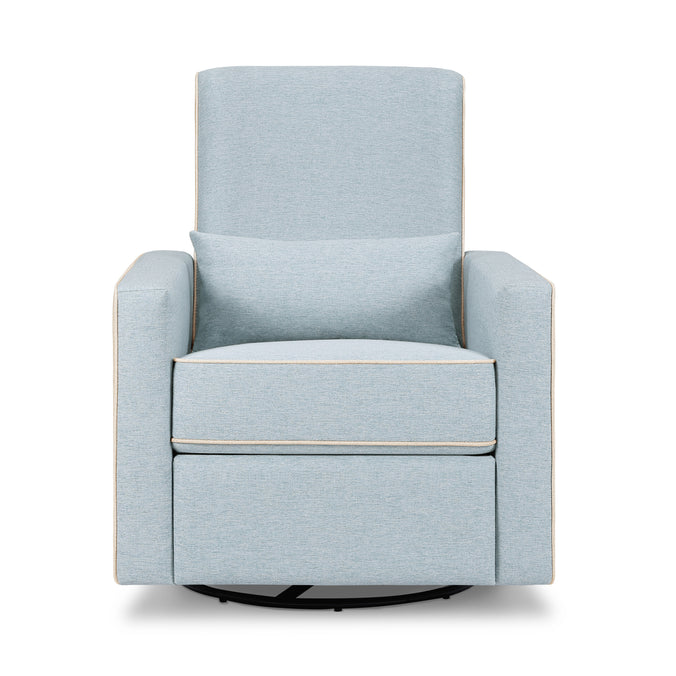 M10887HBLCM,DaVinci,Piper Recliner in Heathered Blue w/ Cream Piping
