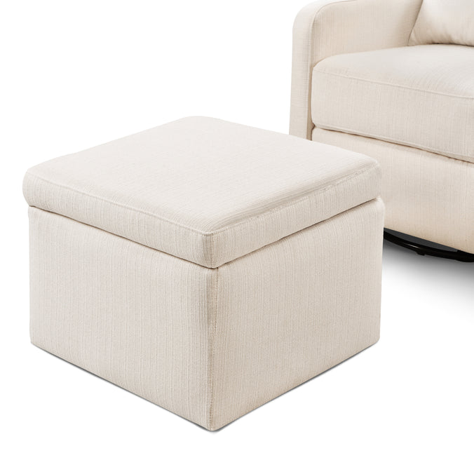 F18787PCM,Carter's,Adrian Swivel Glider with Storage Ottoman in Performance Cream Linen