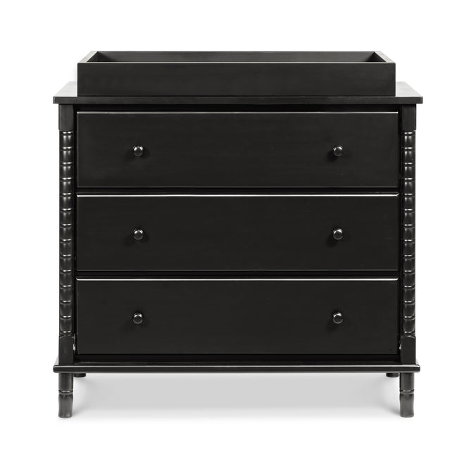 M7323E,DaVinci,Jenny Lind Spindle 3-Drawer Dresser in Ebony Black