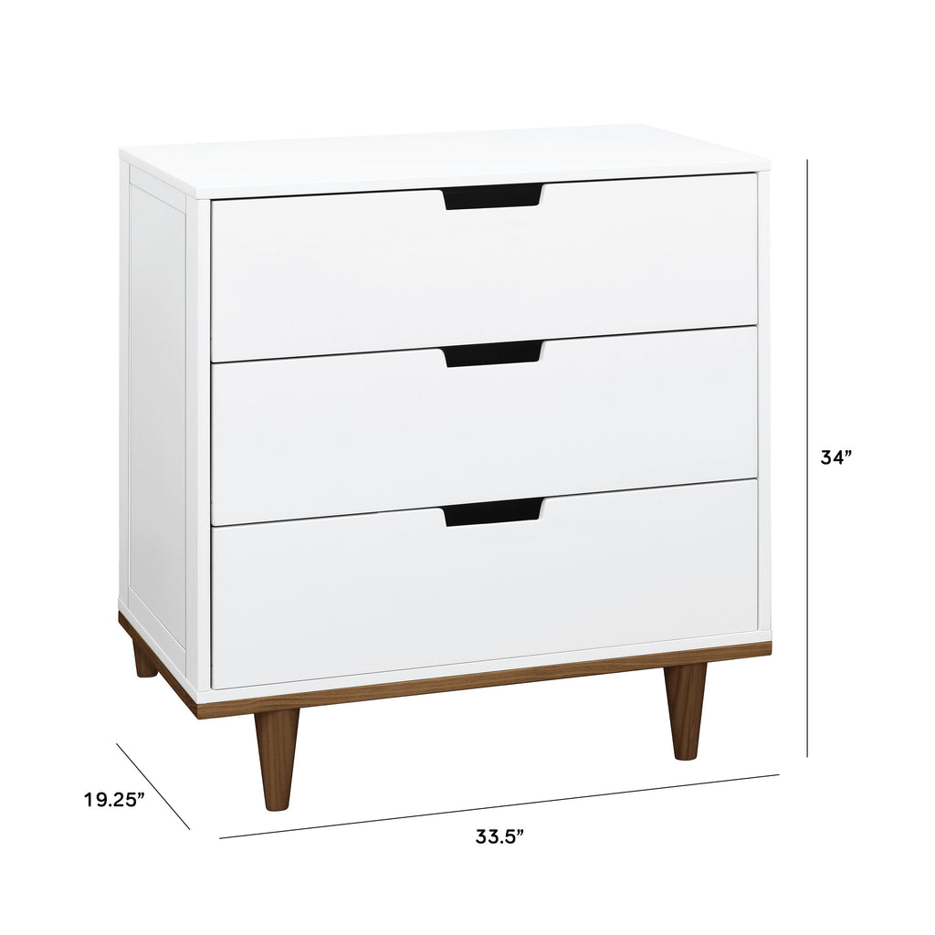 W4923WL,Marley 3-Drawer Dresser in White/Walnut