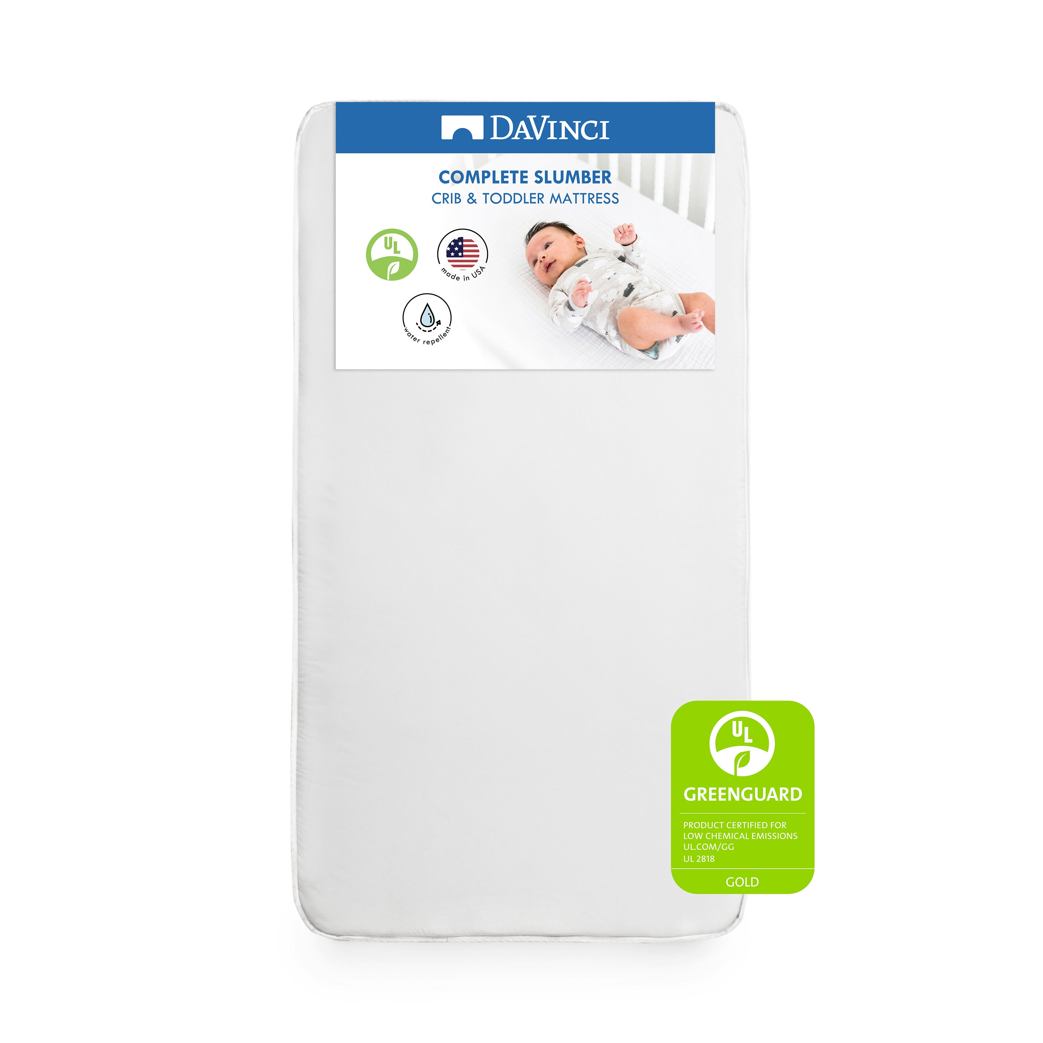 DaVinci Complete Slumber Waterproof Crib Toddler Mattress Firm support GREENGUARD Gold Certified Lightweight Waterproof DaVinci Baby