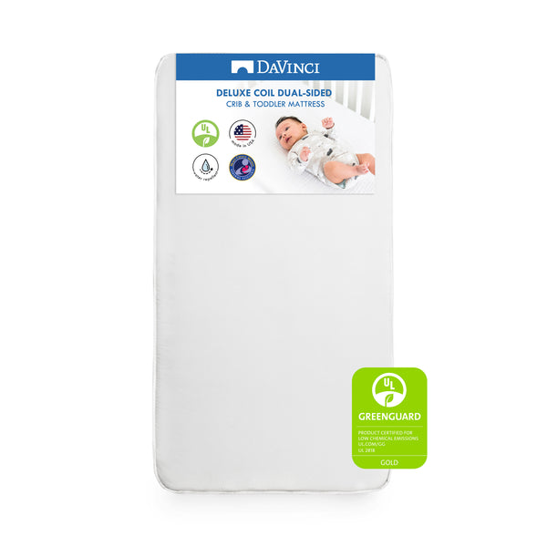 M5380C,Deluxe Coil Dual-Sided Crib & Toddler Mattress 100% Non-Toxic & Dual Sided Firmness White