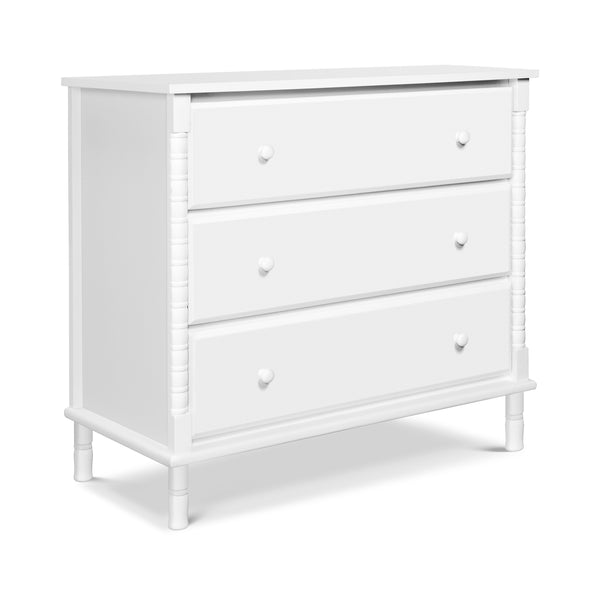 M7323W,Jenny Lind Spindle 3-Drawer Dresser in White White