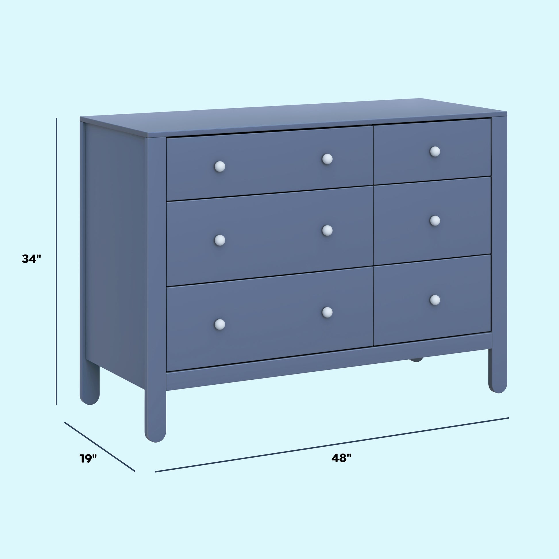 F30326CVBPB,Carter's,Marisol 6-Drawer Dresser in Cove Blue/Powder Blue