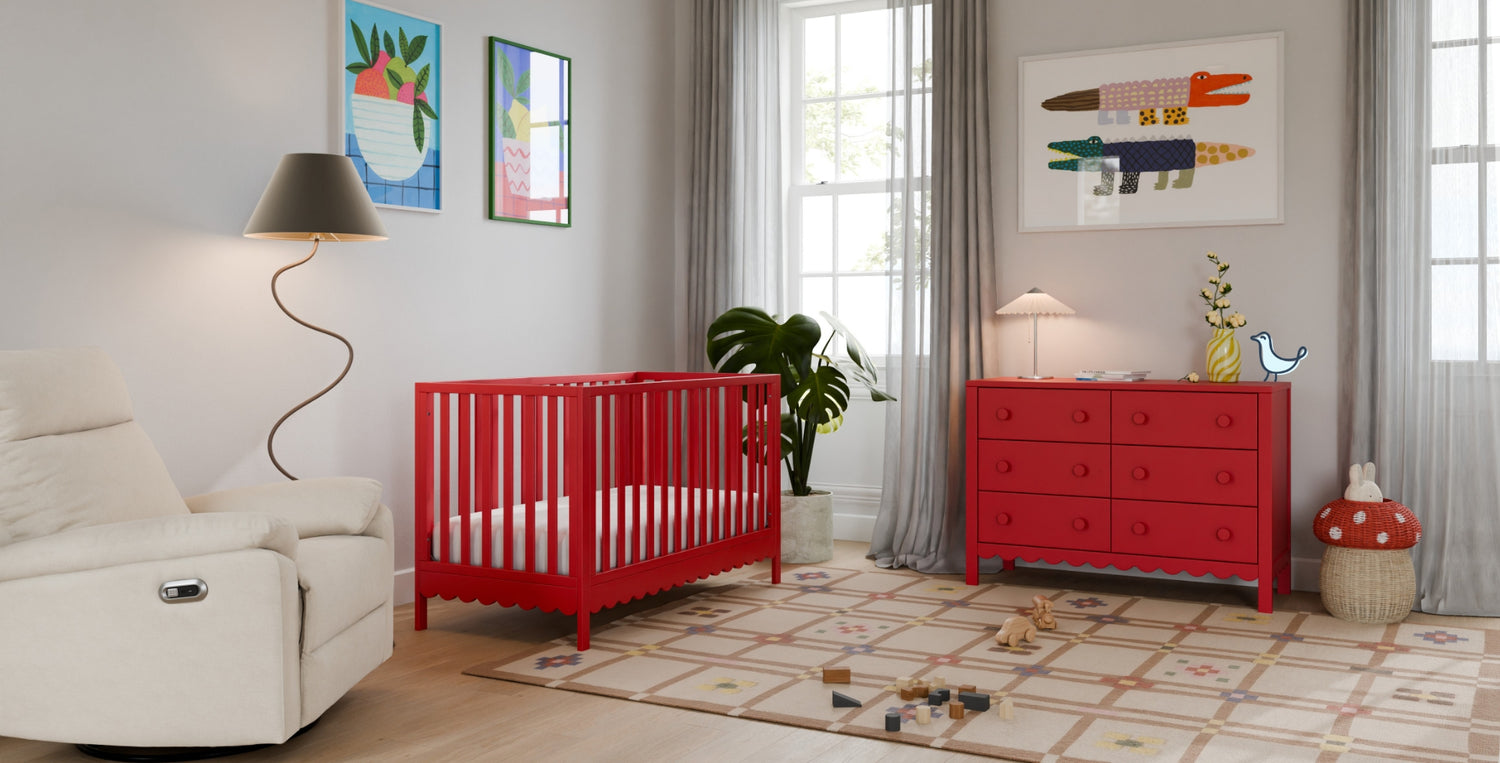 Image of Sammy Scallop 4-in-1 Convertible Crib, 
Sammy Scallop 6-Drawer Dresser