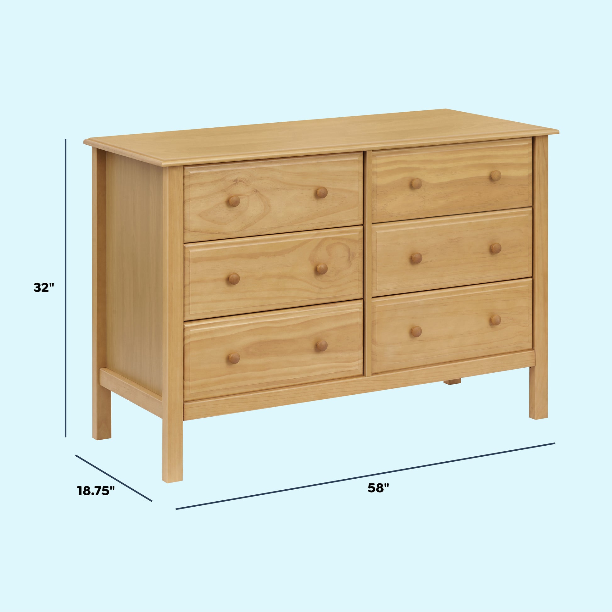 M5966HY,DaVinci,Jayden 6-Drawer Double Wide Dresser in Honey