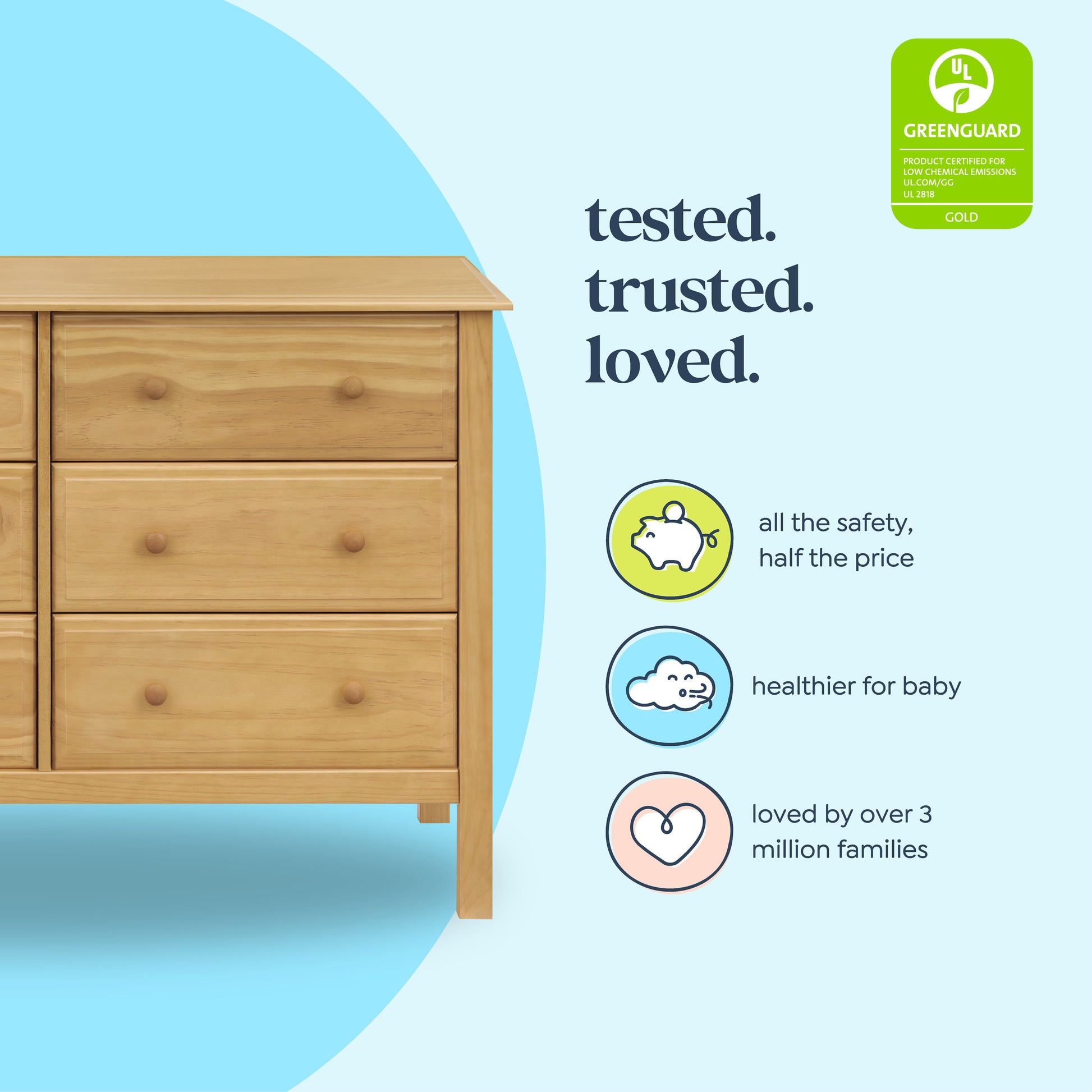 M5966HY,DaVinci,Jayden 6-Drawer Double Wide Dresser in Honey