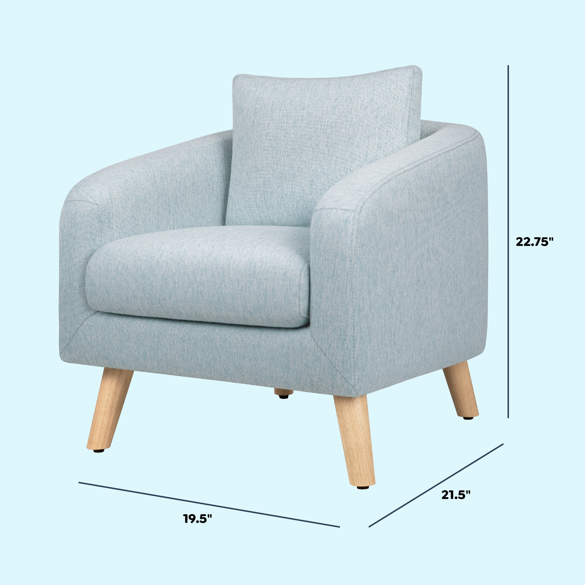 M30703HBLLF,DaVinci,Nina Kids Chair in Heathered Blue with Light Wood Feet