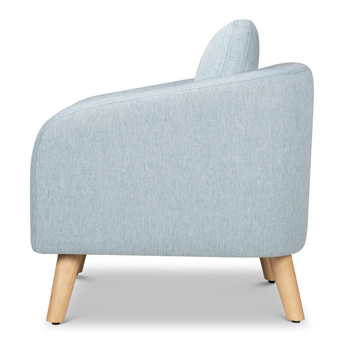 M30703HBLLF,DaVinci,Nina Kids Chair in Heathered Blue with Light Wood Feet