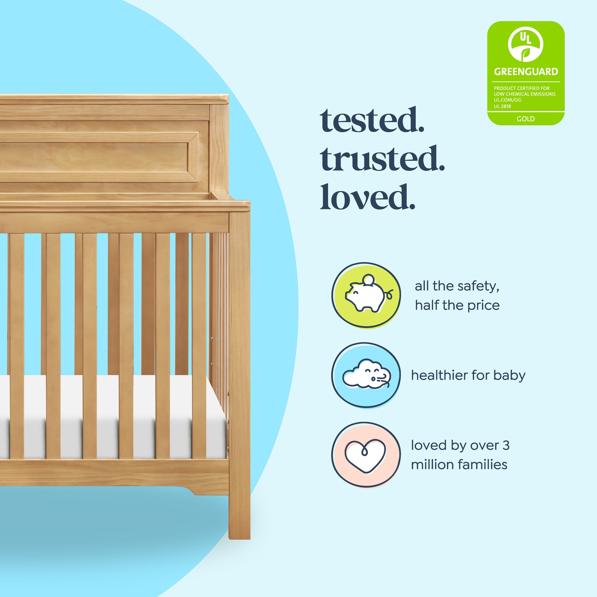 M4301HY,DaVinci,Autumn 4-in-1 Convertible Crib in Honey