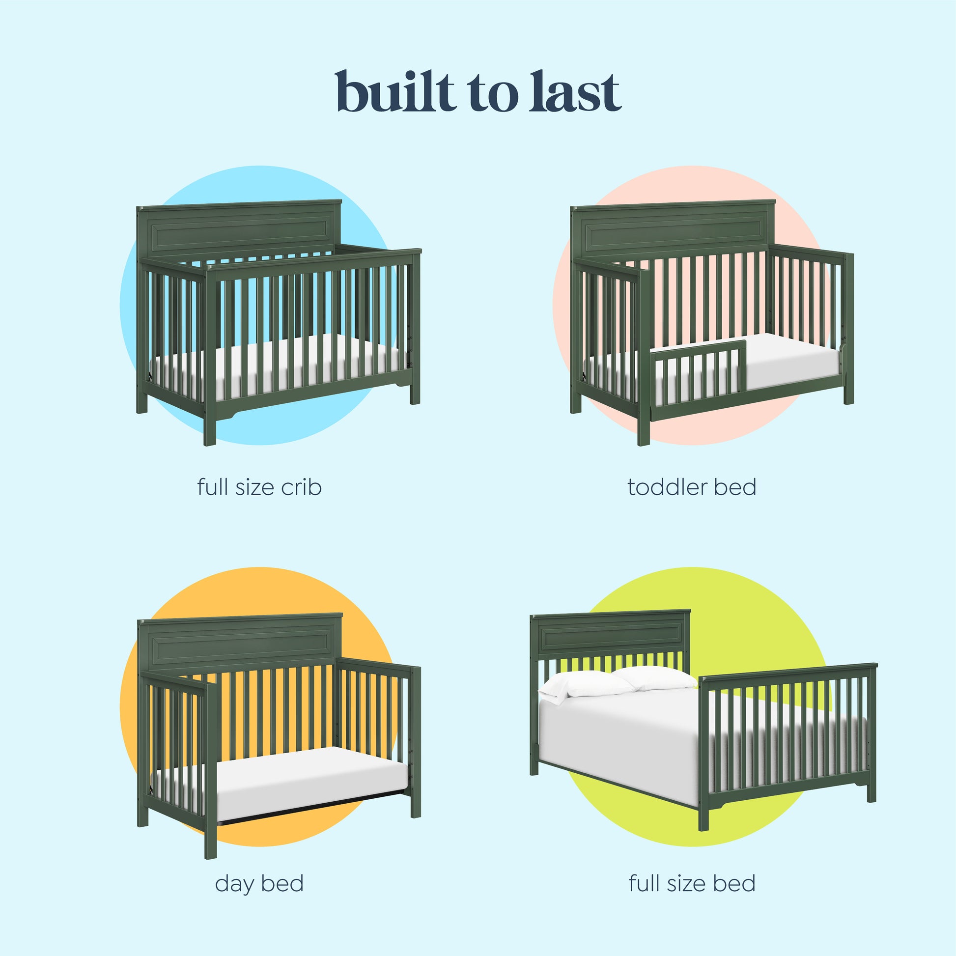 M4301FRGR,DaVinci,Autumn 4-in-1 Convertible Crib in Forest Green
