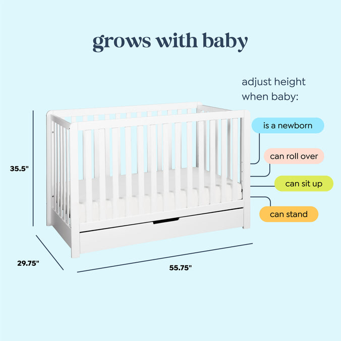F11951W,Carter's,Colby 4-in-1 Convertible Crib w/ Trundle Drawer in White