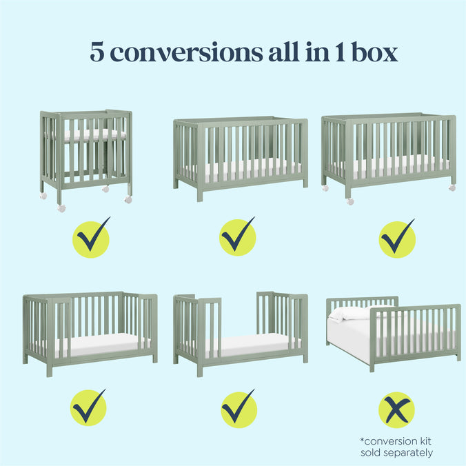 F11980LS,Carter's,Colby GROW® 6-in-1 Convertible Bassinet to Crib in Light Sage
