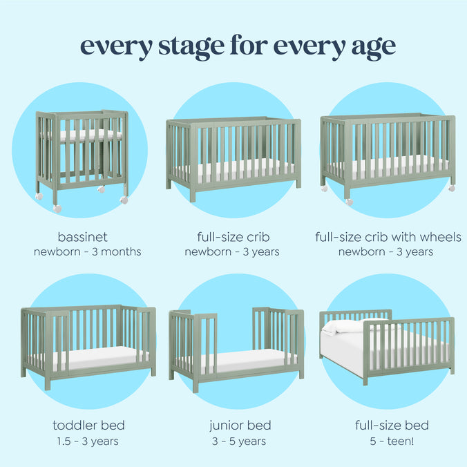 F11980LS,Carter's,Colby GROW® 6-in-1 Convertible Bassinet to Crib in Light Sage