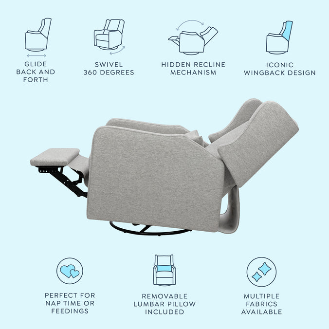 F19587FTG,Carter's,Arlo Recliner and Swivel Glider in Frost Grey