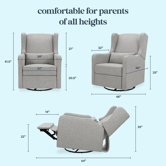 F19587FTG,Carter's,Arlo Recliner and Swivel Glider in Frost Grey