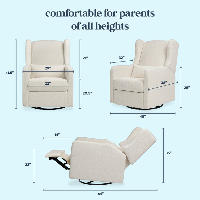 F19587WB,Carter's,Arlo Recliner and Swivel Glider in Ivory Boucle