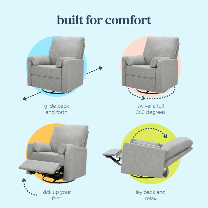 F24687FTG,Carter's,Ethan Swivel Recliner in Frost Grey