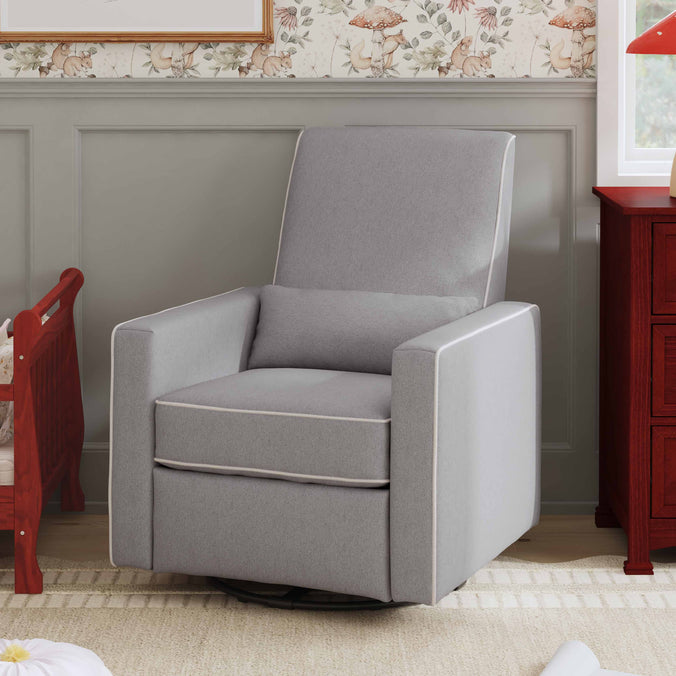 M10887GCM,DaVinci,Piper Recliner in Grey Finish w/Cream Piping
