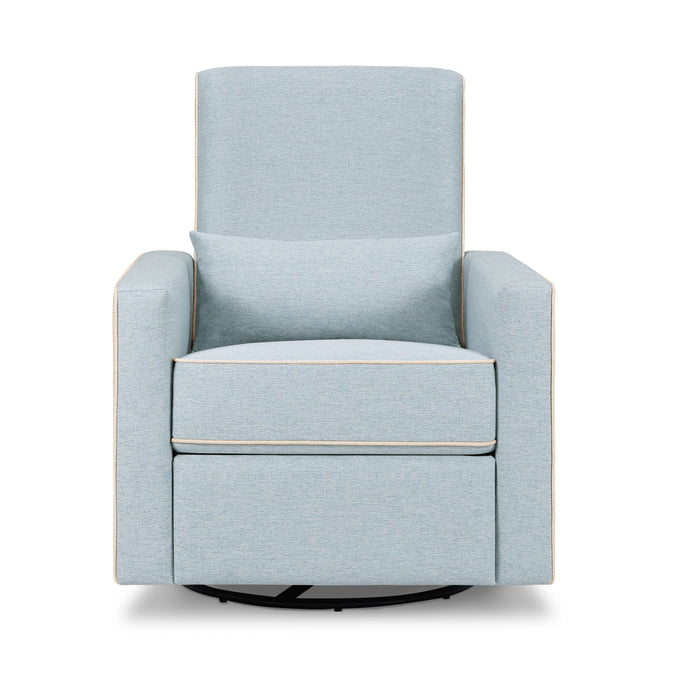 M10887HBLCM,DaVinci,Piper Recliner in Heathered Blue w/ Cream Piping