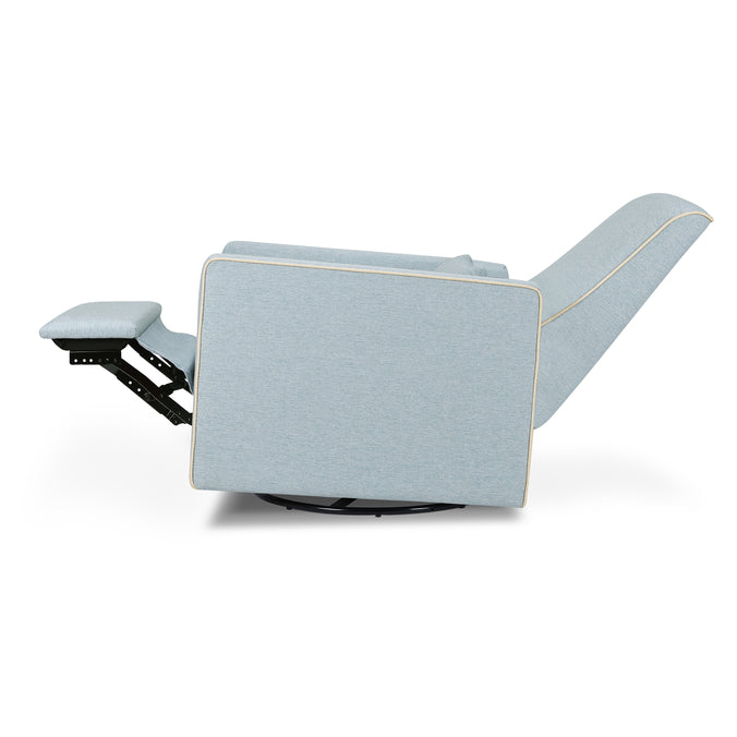 M10887HBLCM,DaVinci,Piper Recliner in Heathered Blue w/ Cream Piping