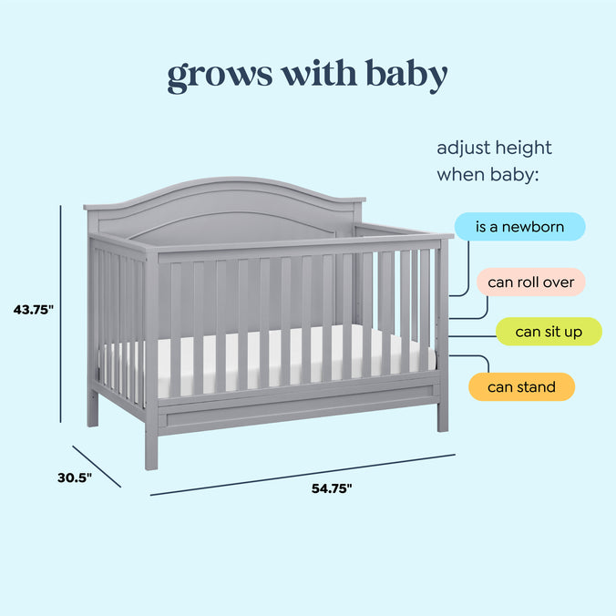 M12801G,DaVinci,Charlie 4-in-1 Convertible Crib in Grey