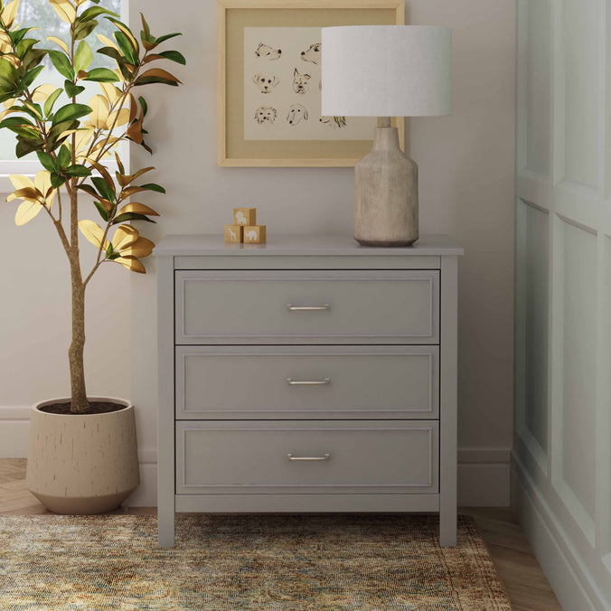 M12823G,DaVinci,Charlie 3-Drawer Dresser in Grey