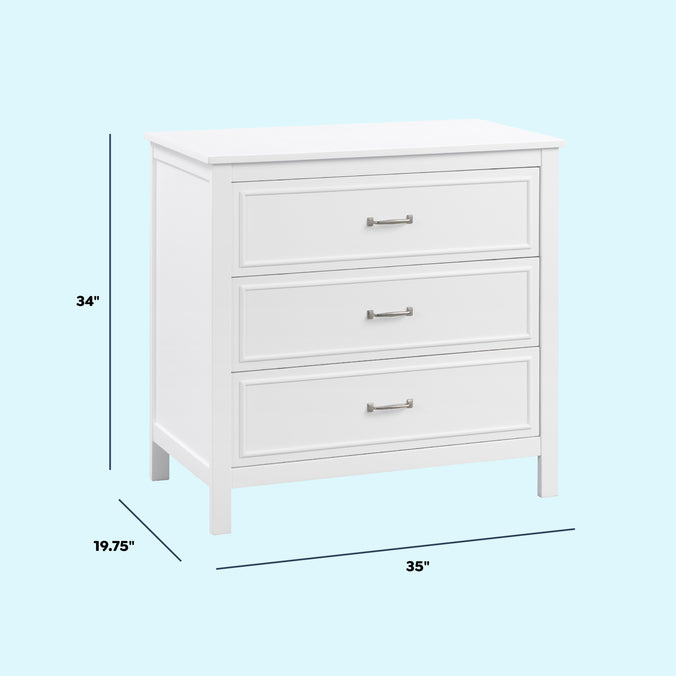 M12823W,DaVinci,Charlie 3-Drawer Dresser in White