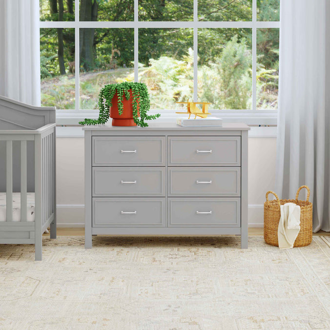 grey nursery dresser Babyletto Hudson Modern 6-Drawer Assembled (48") A softy textured And Dresser Set Grey Crib