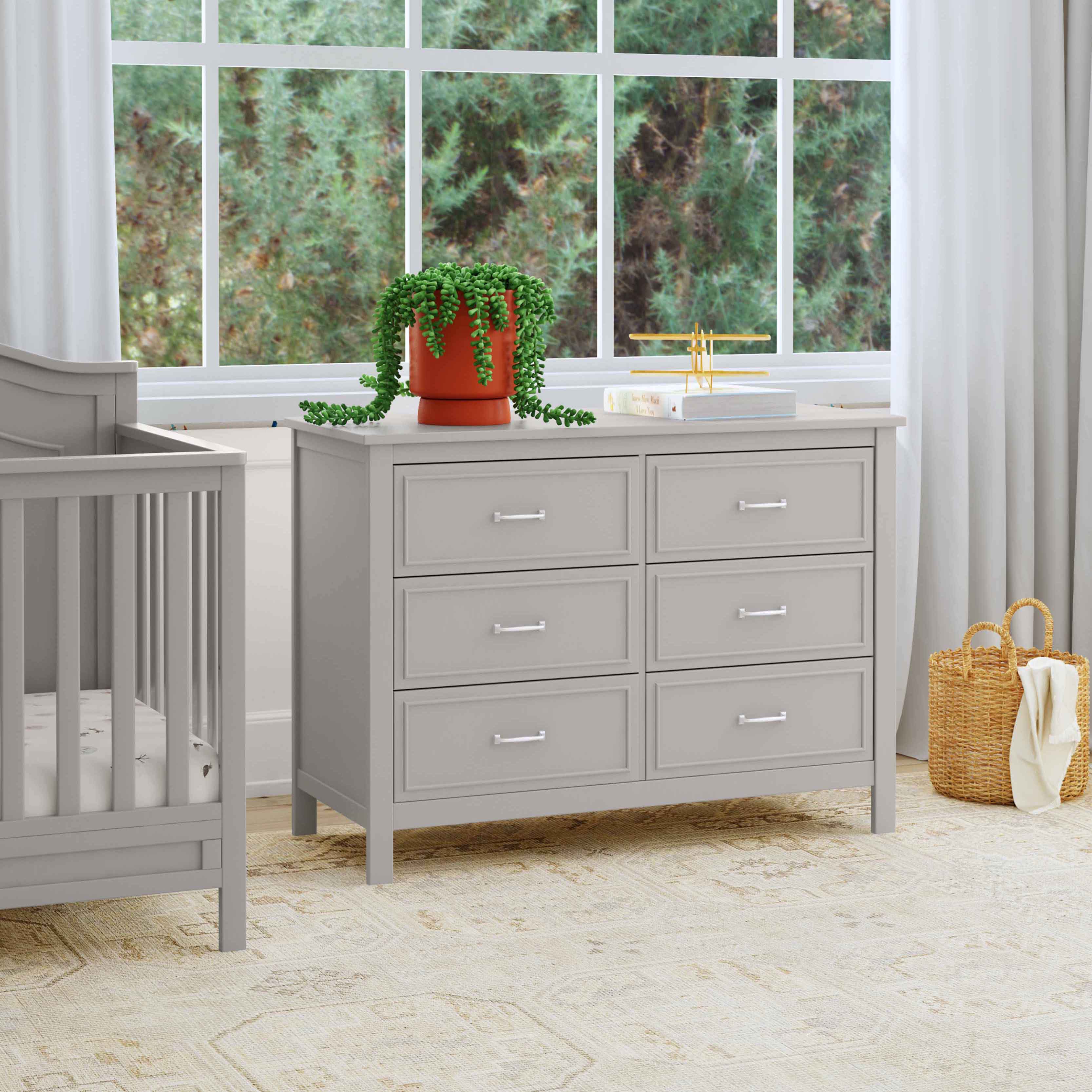 draw drawers　【Stone Hair Grip ：Silver】 Charlie 6-Drawer Double Dresser – DaVinci Baby