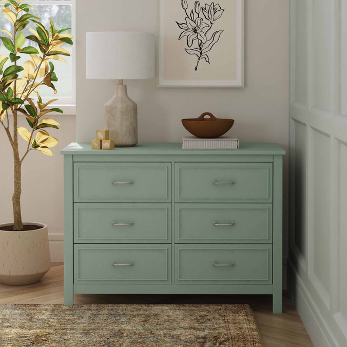 M12826LS,DaVinci,Charlie 6-Drawer Double Dresser in Light Sage
