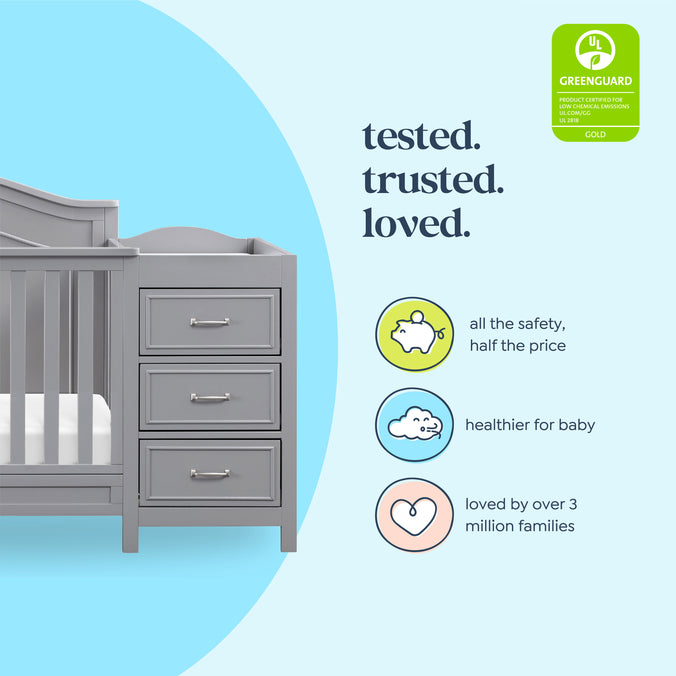 M12891G,DaVinci,Charlie 4-in-1 Convertible Crib & Changer in Grey