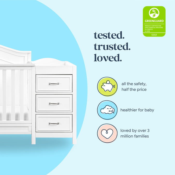 M12891W,DaVinci,Charlie 4-in-1 Convertible Crib & Changer in White