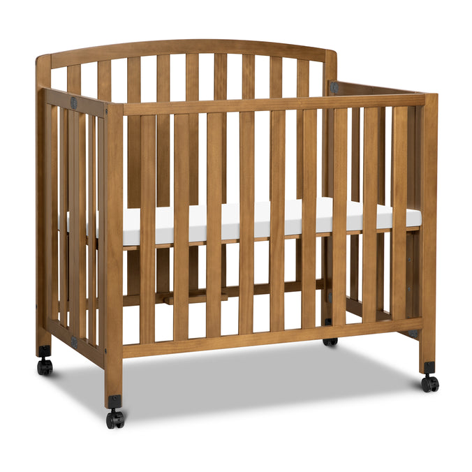 M18198CT,DaVinci,Dylan Folding Portable 3-in-1 MiniCrib and TwinBed in Chestnut