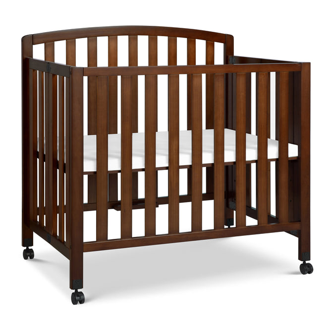M18198Q,DaVinci,Dylan Folding Portable 3-in-1 MiniCrib and TwinBed in Espresso