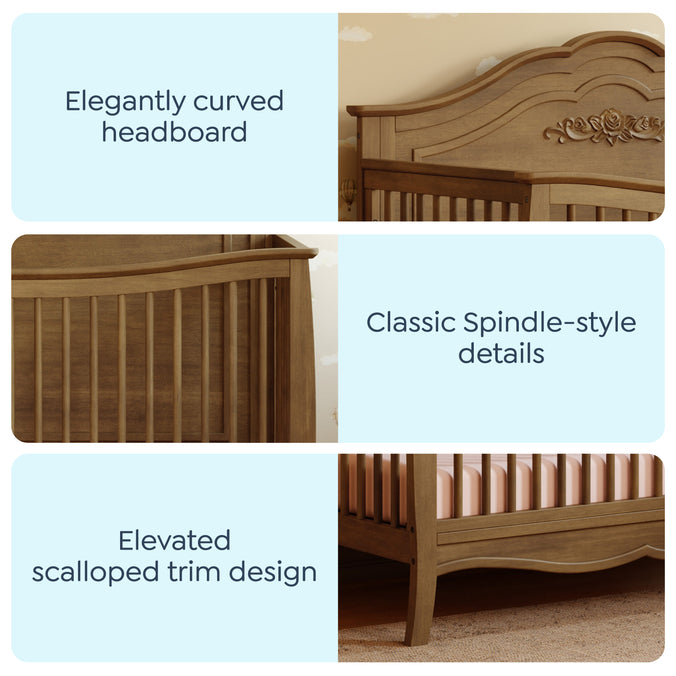 M20801L,DaVinci,Fiona 4-in-1 Convertible Crib in Walnut